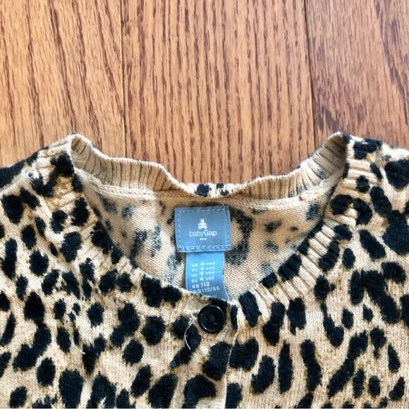 Baby Gap Leopard Print Tan Black Cardigan Toddler Girl’s Size 4 - Picture 2 of 7